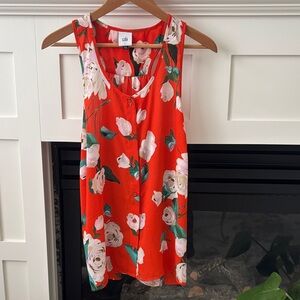CAbi Red Floral Sleeveless Blouse
